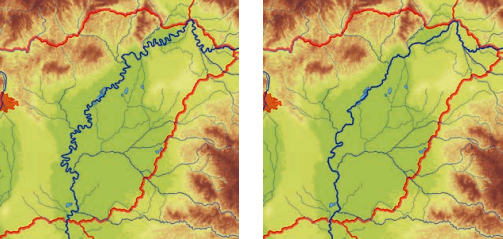 A Tisza szabályozás előtt és után.